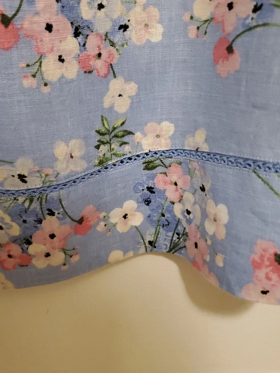 J. Jill Love Linen Blue Floral Sleeveless Shift Dress Size Large - Picture 8 of 12